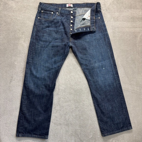 Levi's Other - Levis 501 Jeans Mens 40X30 Blue Original Straight Button Fly Dark Faded Denim
